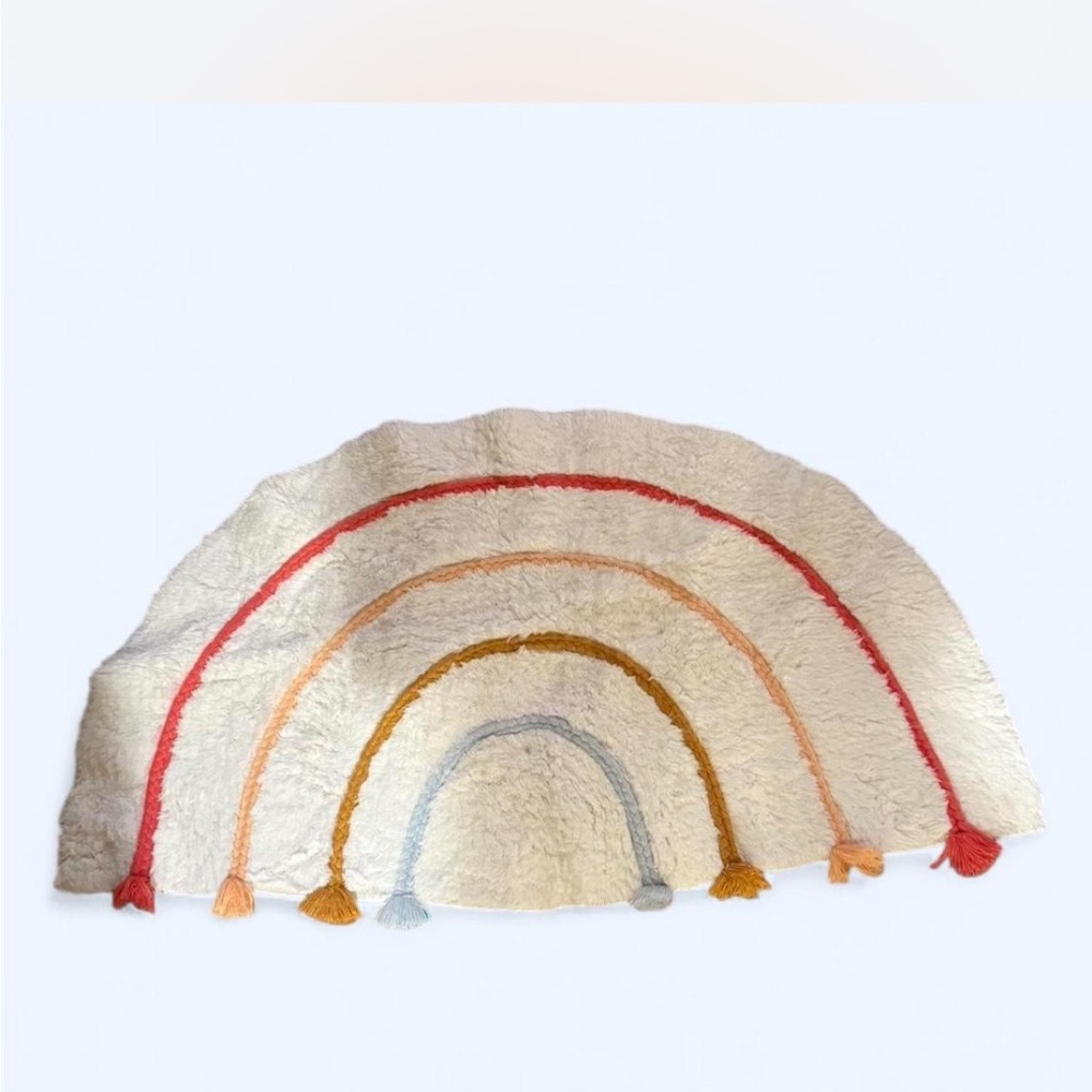 Colorful Rainbow Rug with Tassels